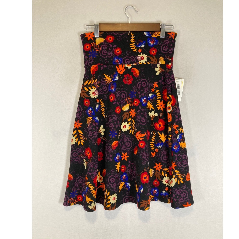 Boho Floral LuLaRoe NWT Womens Small Black‎ Multi Color A-Line Midi Skirt New